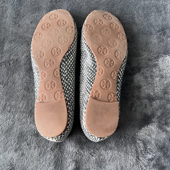 Tory Burch Reva Flat Snake Skin with Black/Pewter Hardware Size 8 - Picture 3 of 8